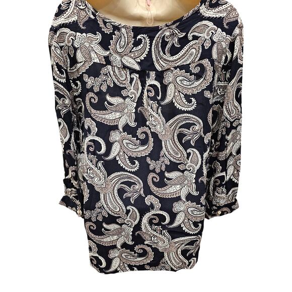 Part two size 36 (12/14 US) paisley relaxed fit boho career casual top EUC - Picture 3 of 7
